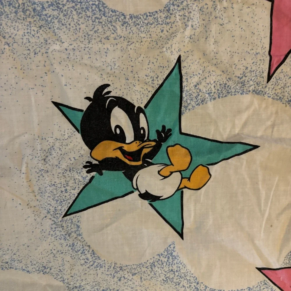 Vintage 1993 Baby Looney Tunes Gerber Fitted Crib Sheet Cotton Warner Bros Stars